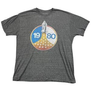 Palmer Cash 1980 Space Shuttle Graphic T Shirt Gray Retro NASA Style - XXL